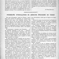 0797 - Page 798 - Partie professionnelle, Hygiène, Assistance, Mutualité, Intérêts corporatifs, Variétés. Bulletin de l’Actualité. Collaboration d’un médecin avec un radiesthésiste / Possibilités d’installation de médecins étrangers en Tunisie