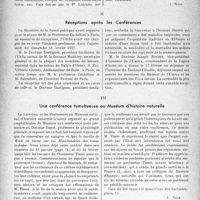0817 - Page 818 - Partie professionnelle, Hygiène, Assistance, Mutualité, Intérêts corporatifs, Variétés. Bulletin de l’Actualité. Nos réunions médicales. L’Organisation sanitaire technique de la Protection de la Santé de l'Armée, de la Marine et de la population civile en Éthiopie / Réceptions après les conférences / Une conférence tumultueuse au Muséum d'histoire naturelle