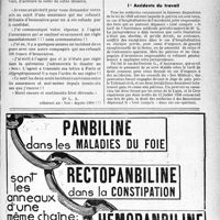 0834 - Page V-835 - Ligue médicale de défense professionnelle, « Le Sou Médical ». «La crainte du Sou est le commencement de la… probité». Accidents du travail
