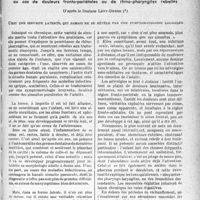 0856 - Page 855 - Partie scientifique. Travaux originaux. La clinique au goût du jour. Chez l’enfant, recherchez la sinusite maxillaire, au cas de douleurs fronta-pariétales ou de rhino-pharyngites rebelles, d’après le Docteur Lévy-Deker. C’est une sinusite patente, qui jamais ne se révèle par une symptomatologie localisée