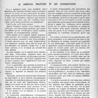 0860 - Page 859 - Partie professionnelle, Hygiène, Assistance, Mutualité, Intérêts corporatifs, Variétés. Bulletin de l’Actualité. Le médecin praticien et les consultants