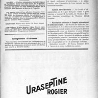 0892 - Page VII-891 - Renseignements / Dernières nouvelles. Académie de médecine / Institut Alfred Fournier / Association nationale et Congrès international de médecine scolaire