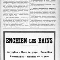 0894 - Page IX-893 - Dernières nouvelles. Cours de laryngo-phoniatrie / Euphonia / XVIIe salon des médecins / Hôpital départemental de Nanterre / Concours de médecin-adjoint du sanatorium de Montfaucon (Lot)