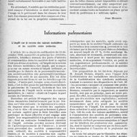 0933 - Page 932 - Partie professionnelle, Hygiène, Assistance, Mutualité, Intérêts corporatifs, Variétés. L’actualité professionnelle. La Presse syndicale. La question des loyers / Informations parlementaires. L’impôt sur le revenu des valeurs mobilières et les sociétés entre médecins