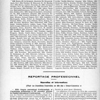 0943 - Page 942 - Partie professionnelle, Hygiène, Assistance, Mutualité, Intérêts corporatifs, Variétés. Hôpitaux de l’assistance publique de Paris. Enseignement, concours, avis divers / Reportage professionnel. Nouvelles et Informations, (Voir les Dernières Nouvelles en tête des " Demi-Colonnes "). XVIIe Congrès international d’anthropologie et d’archéologie préhistorique et VIIe assemblée générale de l’Institut international d’anthropologie