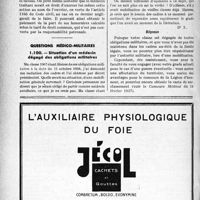 0955 - Page 954-LXVI - Correspondance. Accidents. Accident survenu à un ouvrier des P. T. T / Questions médico-militaires. Situation d'un médecin dégagé des obligations militaires