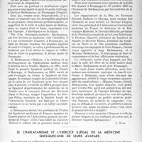 0968 - Page 967 - Propos du jour. Le Docteur Auguste Barbanneau, un des fondateurs du syndicalisme médical [J - Noir] / Le charlatanisme et l'exercice illégal de la médecine quelques-uns de leurs avatars [J. Noir]