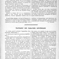 0981 - Page 980 - Partie scientifique. Travaux originaux. Ce que pratiquement le médecin doit savoir…. de l’avortement criminel et de l’importance d’un traitement d’urgence, d’après les travaux du Professeur agrégé Muller et ceux du Docteur P. Balard. Évacuer l’utérus le plus rapidement possible, ou s'abstenir [G. Fischer] / Traitement des paralysies diphtériques