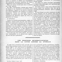 0983 - Page 982 - Partie scientifique. Travaux originaux. Créosote et voies respiratoires chez l’enfant, Par H. Jumon / Les enquêtes epidémiologiques dans la lutte contre la syphilis