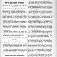 0986 - Page 985 - Partie scientifique. L'actualité scientifique. Les Sociétés Savantes. Paris. Académie de chirurgie. Injections intra-artérielles antiseptiques dans les infections graves des membres, (20-1-1937) / Arrachement du petit trochanter par contraction musculaire, (18-11-1936) / Septicémie à colibacilles après avortement, (2-12-1936)