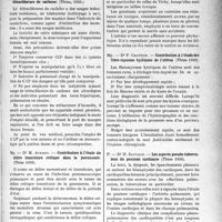 0990 - Page 989 - Partie scientifique. L'actualité scientifique. Les thèses. Étude de l’intoxication par le tétrachlorure de carbone, par Dr M. Jamot. (Thèse, 1936) / Contribution à l’étude du délire transitoire critique dans la pneumonie, par Dr M. Avezou. (Thèse 1936) / Contribution à l’étude du pouvoir agotoxique et phylactique de quelques eaux minérales et notamment des eaux de Vichy, par Dr J. Roche (Thèse 1936) / Contribution à l’étude des fibro-myomes kystiques de l’utérus, par Dr P. Chatton (Thèse 1936) / Les aspects pseudo-tuberculeux du poumon cardiaque, par Dr H. Sauvage (Thèse 1936)