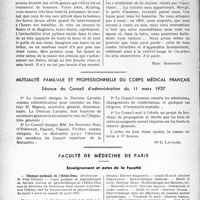 1005 - Page 1004 - Partie professionnelle. Variété. Fantaisie pithécanthropique dans la jungle des Indes / Mutualité familiale et professionnelle du corps médical Français. Séance du Conseil d’administration du 11 mars 1937 / Faculté de médecine de Paris. Enseignement et actes de la Faculté