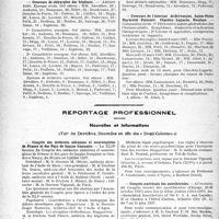 1007 - Page 1006 - Partie professionnelle. Hôpitaux de l’assistance publique de Paris. Enseignement, concours, avis divers / Reportage professionnel. Nouvelles et Informations, (Voir les Dernières Nouvelles en tête des « Demi-Colonnes»). Congrès des médecins aliénistes et neurologistes de France et des Pays de langue Française / Congrès américain des anesthésistes