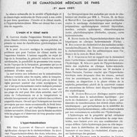 1136 - Page 1135 - Partie scientifique. L’actualité scientifique. Les Congrès. Séance solennelle de la société d'hydrologie et de climatologie médicales de Paris (1er mars 1937). L’ovaire et le climat marin / L’hypercholestérolémie