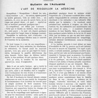 1142 - Page 1141 - Partie professionnelle, Hygiène, Assistance, Mutualité, Intérêts corporatifs, Variétés. Bulletin de l’Actualité. L’art de resquiller la médecine