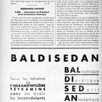 1167 - Page 1166-LXII - Correspondance. Fiscalité. Patente en cas de changement de domicile / Assurances sociales. Honoraires du Président de la Commission technique