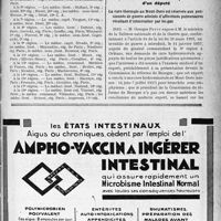 1182 - Page XIII-1181 - A travers l’officiel. Service de santé militaire / Réponse d’un ministre à la question d’un député. La cure thermale au Mont-Dore est réservée aux pensionnés de guerre atteints d’affections pulmonaires résultant d’intoxication par les gaz