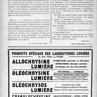 1183 - Page 1182-XIV - A travers l’officiel. Réponse d’un ministre à la question d’un député. La cure thermale au Mont-Dore est réservée aux pensionnés de guerre atteints d’affections pulmonaires résultant d’intoxication par les gaz / Action du vin sur le microbe de la fièvre typhoïde