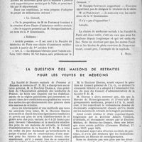 1185 - Page 1184 - Propos du jour. La création d’une chaire d'assistance médico-sociale à la faculté de médecine de Paris / La question des maisons de retraites pour les veuves de médecins