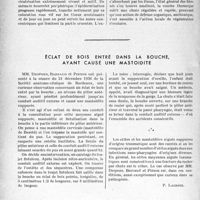 1195 - Page 1194 - Partie scientifique. Travaux originaux. Clinique chirurgicale de l’hôpital de la conception — Marseille. A propos de l’action locale de la vitamine A, par Albert Escarpes / Éclat de bois entré dans la bouche, ayant causé une mastoïdite [P. Lacroix]