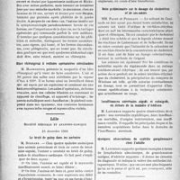 1205 - Page 1204 - Partie scientifique. L'actualité scientifique. Les Sociétés Savante. Paris. Société des chirurgiens de Paris, Séance du 19 février 1937. Deux cas de rupture sus-rotulienne du tendon du quadriceps fémoral / Deux cas d’abcès méso-coeliaques probablement d’origine appendiculaire / Bloc chirurgical à cellules opératoires stérilisables / Lille. Société médicale et anatomo-clinique, 23 décembre 1936. Le bruit de galop dans les anémies / Crise d’angine de poitrine déclenchée par une transfusion de sang, chez un cancéreux gastrique anémique / Note préliminaire sur le dosage du cholestérol et de ses esters / Insuffisances surrénales aiguës et subaiguës, en dehors de la maladie d’Addison / Toulouse. Société de médecine. Le rhinœdème médicamenteux