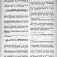 1209 - Page 1208 - Partie scientifique. L'actualité scientifique. Les thèses. Valeur pronostique des nettoyages radiologiques chez les tuberculeux pulmonaires, par Dr S. Schefler (Thèse 1937) / Traitement de la maladie de Nicolas-Favre par l’antimoine III thiomalate de lithium, par Dr Marguerite Laurens-Chevassu (Thèse 1935) / Rachianesthésie à la percaine, par Dr J. Chevassu (Thèse 1936) / Les grands épithéliomes cutanés de la main chez les vieillards, par Dr R. -J. -E. Zozol (Thèse 1936) / Contribution à l’étude du mécanisme de la cuti-réaction à la tuberculine, par Dr H. Duine (Thèse 1936)