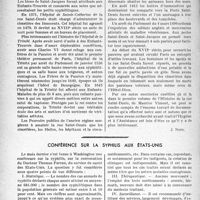 1219 - Page 1218 - partie professionnelle, Hygiène, Assistance, Mutualité, Intérêts corporatifs, Variétés. L’actualité professionnelle. Variété. L'histoire de la rue Saint-Denis. L'Assistance et l'Hygiène dans cette rue, de ses origines à la Révolution / Conférence sur la syphilis aux États-Unis