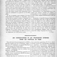 1253 - Page 1252 - Propos du jour. A la veille de l’exposition de 1937 : La question de l’eau à Paris [J. Noir] / Les consultations et les traitements externes dans les hôpitaux de Paris