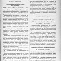 1270 - Page 1269 - Partie scientifique. L'actualité scientifique. Les Sociétés Savantes. Paris. Académie de médecine. Une combinaison protamine-insuline dans le diabète, (2-3-1937) / Sur la vaccination mixte (anti-typhoïdique et anti-diphtérique) des étudiants en médecine, (9-3-1937) / Académie de chirurgie. L’opération à chaud dans l’appendicite aiguë, (25-11-1936) / Infiltrations cocaïniques dans diverses fractures, (9-12-1937)