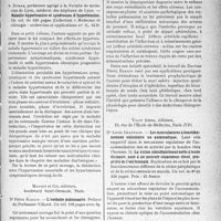 1274 - Page 1273 - Partie scientifique. L'actualité scientifique. Les Livres. Maladie hypertensive et syndromes d’hypertension, par A. Dumas, Massonet Cie, éditeurs, Paris / L’embolie pulmonaire, par Dr Pierre Bardin, Massonet Cie, éditeurs, Paris / Les musculatures à fonctionnement volontaire ou automatique, par Dr Louis Chapelon, Vigot frères, éditeurs, Paris (VIe)