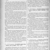 1275 - Page 1274 - Partie scientifique. L'actualité scientifique. Les thèses. Le traitement de la tuberculose pulmonaire de l’enfant en sanatorium, par Dr P. Marlin (Thèse 1936) / Les néphrites aiguës hématuriques chez les enfants, par Dr M. Lemoine (Thèse 1937) / Les kystes hydatiques calcifiés du foie à forme de coliques hépatiques, par Dr P. Bertin (Thèse 1937) / L’inspection médicale dans l’enseignement secondaire, par Dr M. Fradetal (Thèse 1937)