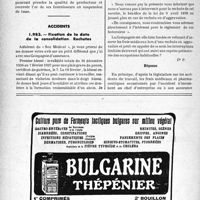 1305 - Page 1304-LXIV - Correspondance. Fiscalité. La taxe sur la production et les médecins stomatologistes / Accidents. Fixation de la date de la consolidation. Rechutes