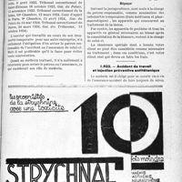 1308 - Page LXVII-1307 - Correspondance. Accidents. Incapacité temporaire partielle / Les appareils ne sont pas à la charge du chef d'entreprise / Accident du travail et injection préventive antitétanique