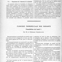 1351 - Page 1346 - Partie scientifique. Travaux originaux. Ictus myocardique, par M. A. Dumas. Diagnostic de l’infarctus du myocarde / Traitement de l’infarctus du myocarde / Clinique chirurgicale des enfants. Consultation du lundi, par M. le Professeur Ombrédanne