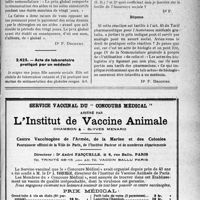 1392 - Page XLV-1389 - Correspondance. Application des tarifs d’honoraires. Le « prix global » de la nomenclature comprend vingt jours de soins consécutifs / Acte de laboratoire pratiqué par un médecin