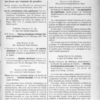 1430 - Page 1425 - Partie scientifique. L'actualité scientifique. Les livres. Les livres qui viennent de paraître … / Doctrines thermales, par Étienne Chadrol, Masson et Cie, éditeurs, Paris / Les gastropathies des syphilitiques, par Carlos Bonorino Udaondo, Masson et Cie, éditeurs, Paris / Séméiologie radio graphique pulmonaire, par Jacques Stéphani, Gaston Doin et Cie, éditeurs, Paris (VIe)