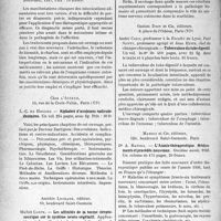 1431 - Page 1426 - Partie scientifique. L'actualité scientifique. Les livres. Le traitement des intoxications alimentaires, par Dr Maurice Loeper, et Dr Marcel Perrault, J. -B. Baillière et Fils, éditeurs, Paris (VIe) / Alphabet d’avulsions radiculo-dentaires, par L. -C. de Hogues, Chez l’Auteur, Paris (XIe) / Les affinités de la toxine streptococcique sur le système neuro-végétatif, par Michel Conte, Amédée Legrand, éditeur, 1937 / Tuberculose du tube digestif, par André Cade, Paul Santy, Jean Heitz, Gaston Doin et Cie, éditeurs, Paris (VIe) / L’Année thérapeutique. Médicaments et procédés nouveaux, par Dr A. Ravina, Masson et Cie, éditeurs, Paris