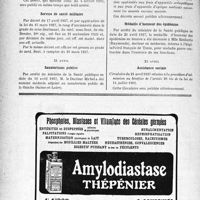 1473 - Page 1466-X - A travers l’officiel. Sérums thérapeutiques / Service de santé militaire / Sanatoriums publics / Préventoriums privés / Assurances sociales / Médaille d’honneur des épidémies / Assistance sociale