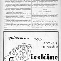 1475 - Page 1468-XII - A travers l’officiel. Sanatoriums publics / Service de santé militaire