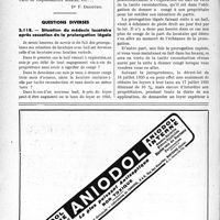1531 - Page 1524-LXIV - Correspondance. Application des tarifs d’honoraires. Honoraires pour accouchement et remboursement à l'assurée en matière d'Assurances sociales / Questions diverses. Situation du médecin locataire après cessation de la prolongation légale