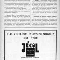 1543 - Page 1536-XII - Renseignements. Société médicale d’Aix-les-Bains (Savoie) / Hommage au Docteur Armand Siredey / Société F. E. M / Mariage / Fédération des Syndicats médicaux de la Seine