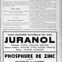 1544 - Page XIII-1537 - A travers l’officiel. Sanatoriums publics / Hygiène publique / Limite d’âge des fonctionnaires / Sanatoriums