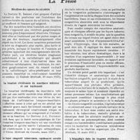 1688 - Page 1681 - Partie scientifique. L’actualité scientifique. La presse. Récidives des cancers du col utérin [(L’Entente Médicale, 20 mars 1937)] / La luxation récidivante du maxillaire inférieur et son traitement [(L’Union Médicale du Canada, mars 1937)] / Le foyer congestif tuberculeux rapidement curable [(La Presse Médicale, 31 mars 1937)] / L’hémiplégie dans les tumeurs cérébrales [(La Presse Médicale, 14 avril 1937)]