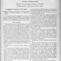 1692 - Page 1685 - Partie scientifique. L’actualité scientifique. Les Congrès. VIe congrès Français de gynécologie, (Toulouse, 15-18 mai 1937). Le diagnostic du cancer du col de l’utérus, Rapport de MM. A. Hamant et P. Chalnot