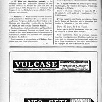 1745 - Page 1738-X - Dernières nouvelles. Hospice départemental Paul-Brousse / IIIe dîner des hospitaliers Lyonnais / Naissance / Bureau de voyages du « concours médical »