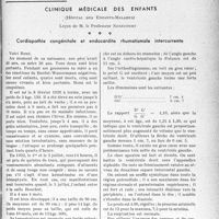 1752 - Page 1745 - Partie scientifique. Travaux originaux. Clinique médicale des enfants, (Hôpital des enfants-malades), Leçon de M. le Professeur Nobécourt. Cardiopathie congénitale et endocardite rhumatismale intercurrente