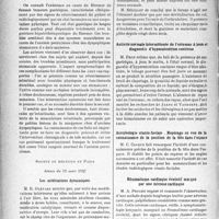 1769 - Page 1762 - Partie scientifique. L'actualité scientifique. Les Sociétés Savantes. Paris. Société médicale des hôpitaux de Paris. Complications intestinales spasmodiques au cours de l’anémie pernicieuse (faux rétrécissement, subocclusion), 29-1-1937 / Société de médecine de Paris, Séance du 12 mars 1937. Les médications dynamiques / Traitement médical de la coxarthrie / Activité normale intermittente de l’estomac à jeun et diagnostic d’hypersécrétion continue / Morphologie cranio-faciale. Repérage en vue de la connaissance de la position de la tête dans l’espace / Rhumatisme cardiaque évolutif marqué par une névrose cardiaque