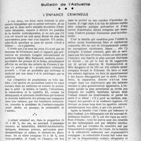 1774 - Page 1767 - Partie professionnelle, Hygiène, assistance, mutualité, intérêts corporatifs, variétés. Bulletin de l’actualité. L'enfance criminelle