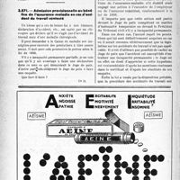 1797 - Page 1790-LVIII - Correspondance. Assurances sociales. Cumul d'une assurance individuelle et des prestations des Assurances sociales / Admission provisionnelle au bénéfice de l’assurance-maladie en cas d'accident du travail contesté