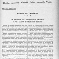 1842 - Page 1835 - Partie professionnelle, Hygiène, assistance, mutualité, intérêts corporatifs, variétés. Travaux originaux. Bulletin de l'actualité. La propriété des ordonnances médicales et les caisses d'assurances sociales [Dr Raphaël Massart]